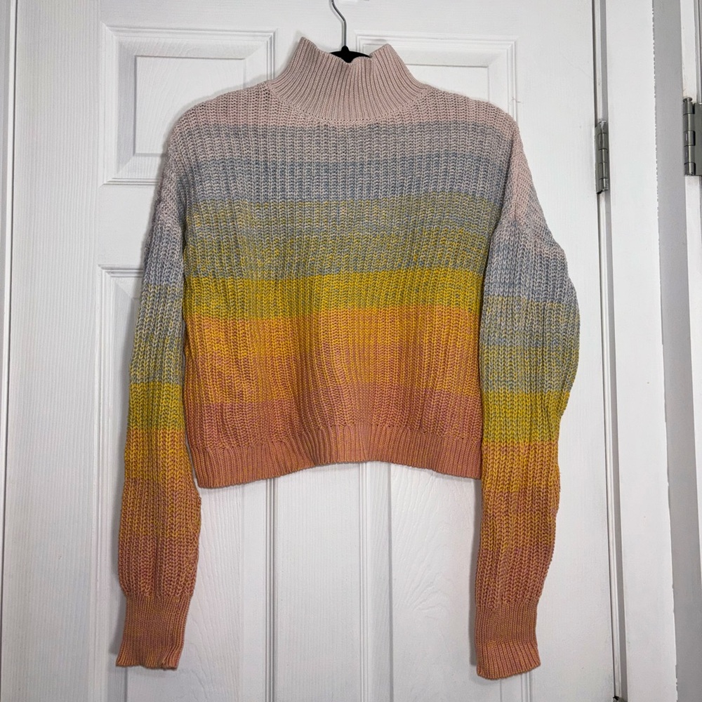 Lauren Conrad Pastel Rainbow Cropped Turtleneck Sweater